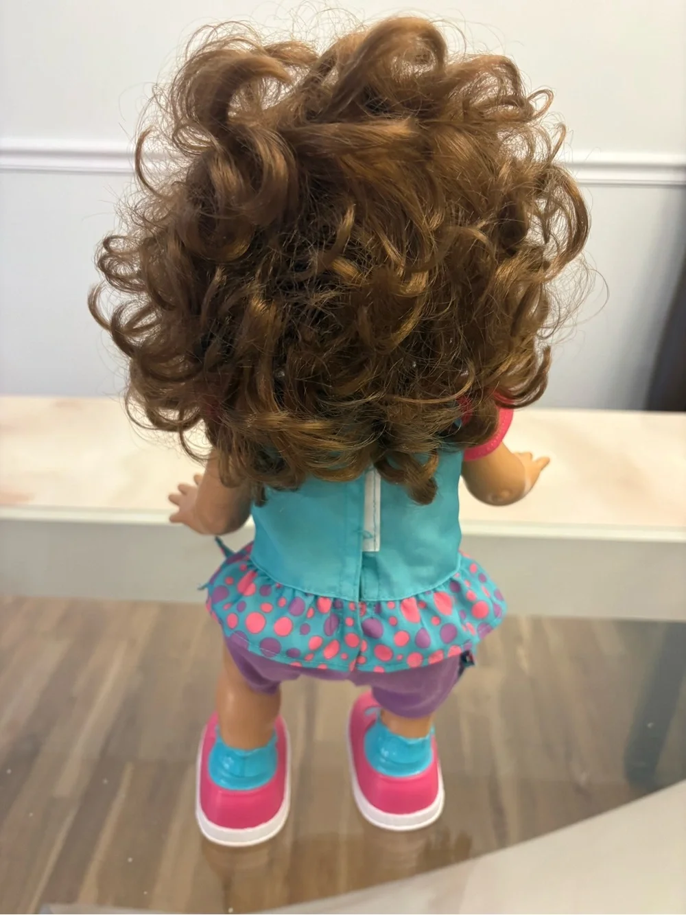 Hasbro Baby Alive Doll Brown Hair Green Eyes Puppy Dress Pink 12